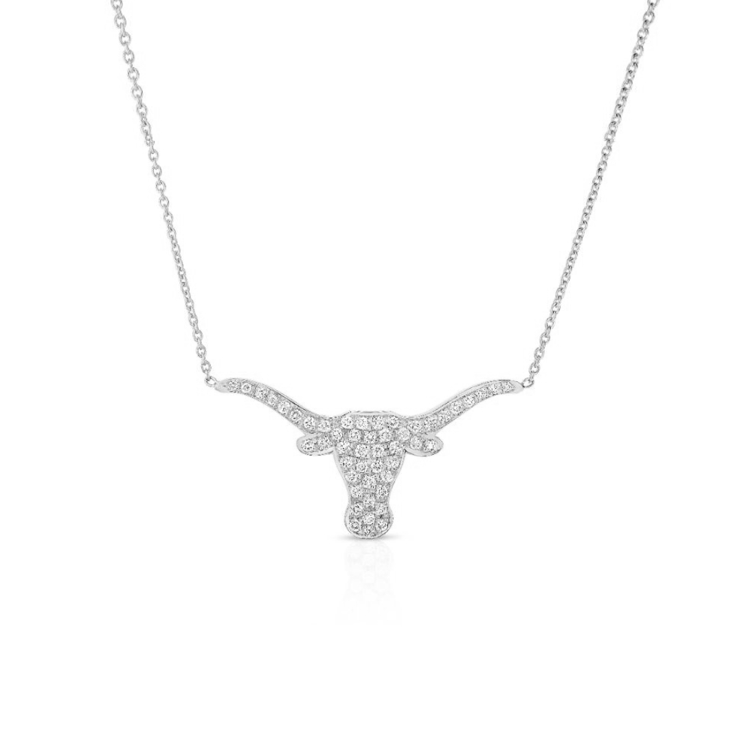 Korman Signature 18kt Medium Diamond Longhorn Necklace White Gold